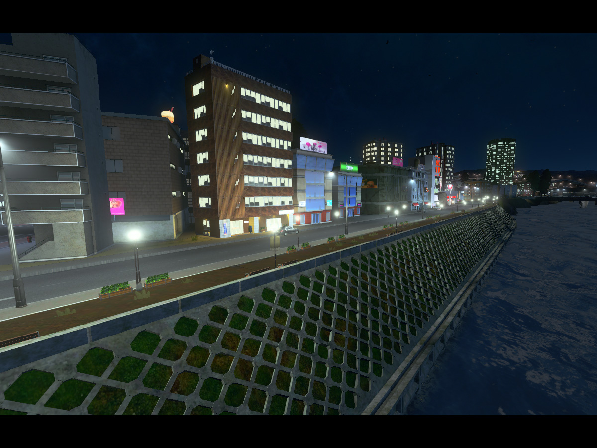 Cities Skylines プレイ記 184 護岸工事をやってみる アセット紹介 建物 乗物 Parklife 日々綴